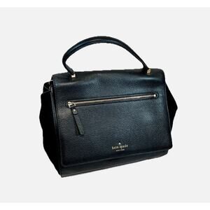 Kate Spade New York Black Leather Suede Matthews Drive Anderson Satchel Bag